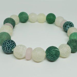 Green and White Agate Crackle Matte Bracelet